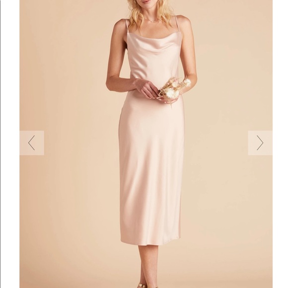 Birdy grey lisa satin midi dress - rose gold - Picture 1 of 4